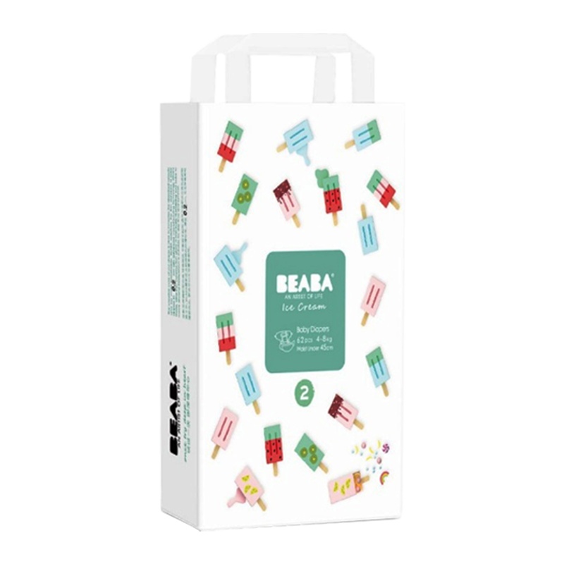 [详情抢大额券]BEABA冰淇淋款婴儿纸尿裤0.2cm超薄透气夏季用尿不湿S62片4-8kg