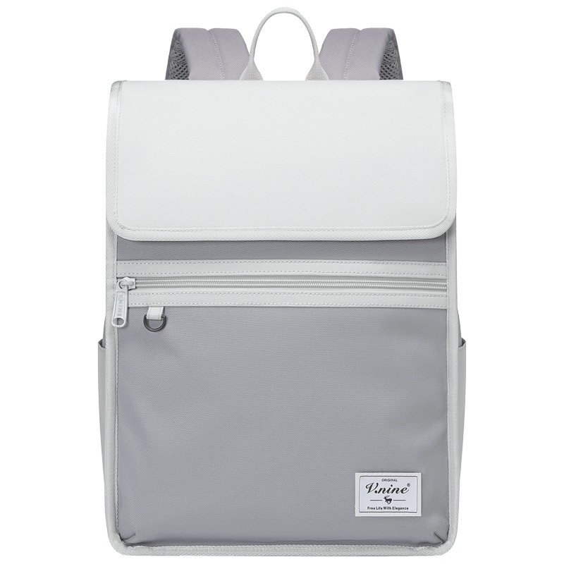 第九城（V.NINE）双肩包女休闲纯色防泼水背包大容量高中大学生书包潮流男女