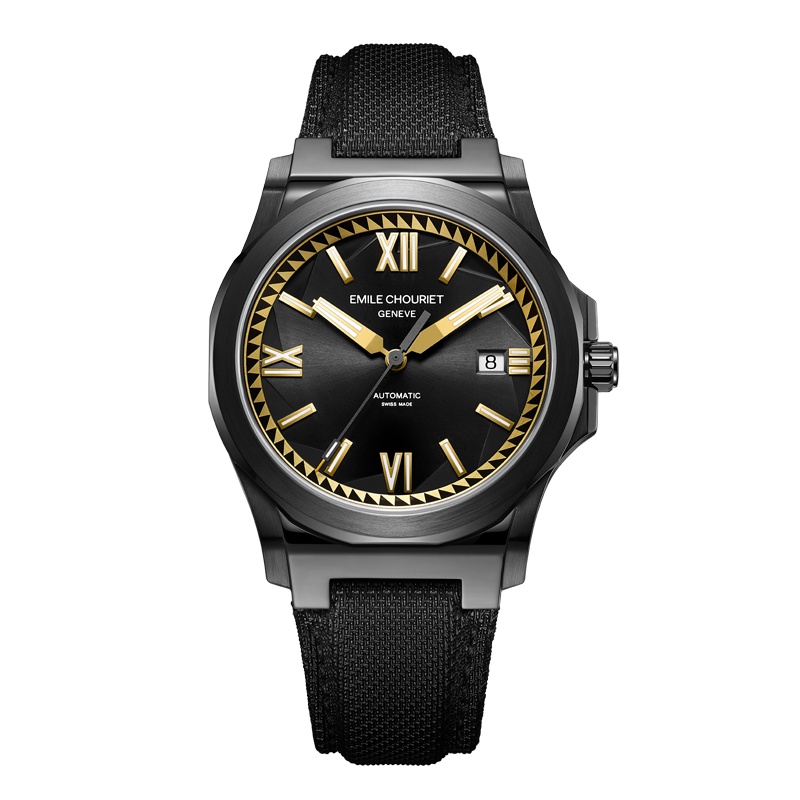 艾米龙(Emile Chouriet)手表挑战者系列冰峰黑色PU表带机械男表08.1170.G.N.N.58.2