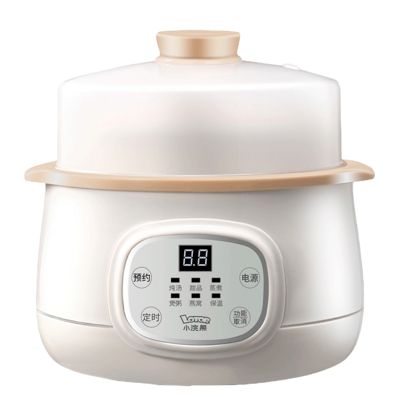 小浣熊电炖盅D1 1.5L大容量陶瓷内胆 隔水炖熬煮粥锅煲汤锅神器 家用全自动预约定时 燕窝陶瓷电炖锅 免看管煲汤锅