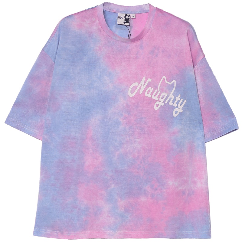 a02新款2020潮流休闲风字母印花扎染短袖T恤女DTV2D1231KT