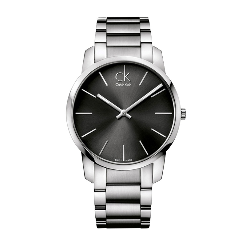 CK卡文克莱手表夜光灰盘钢带石英表男表K2G21161