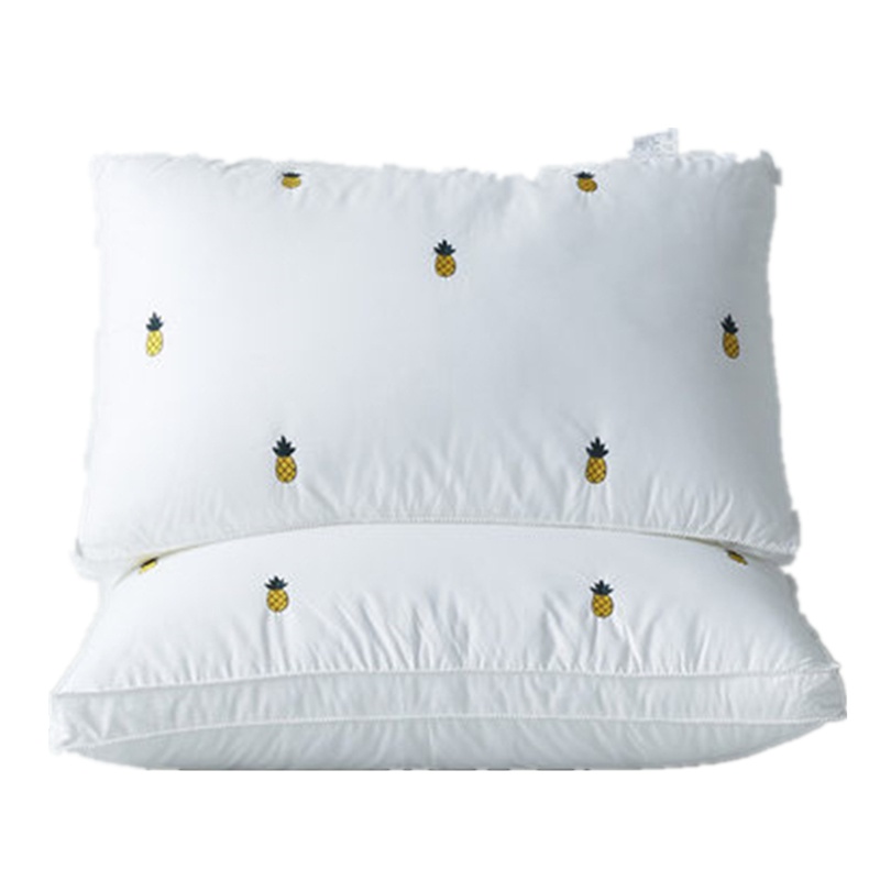 全棉菠萝刺绣白色单人双人枕芯五星级酒店枕芯纯棉羽丝绒枕