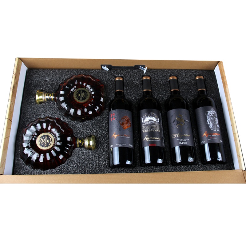 葡萄酒Sigmanor希格玛豪华大礼包 2瓶白兰地加4瓶干红 整箱6瓶装 送礼佳品 酒厂直发