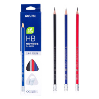得力deli58108皮头铅笔儿童铅笔三角杆hb铅笔小学生12支铅笔六角文具用品hB铅笔学生用品批发