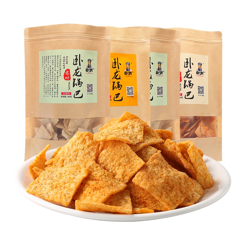卧龙麻辣味锅巴400g*4包大份量大礼包一整箱老襄阳特产晚上解饿充饥休闲小零食