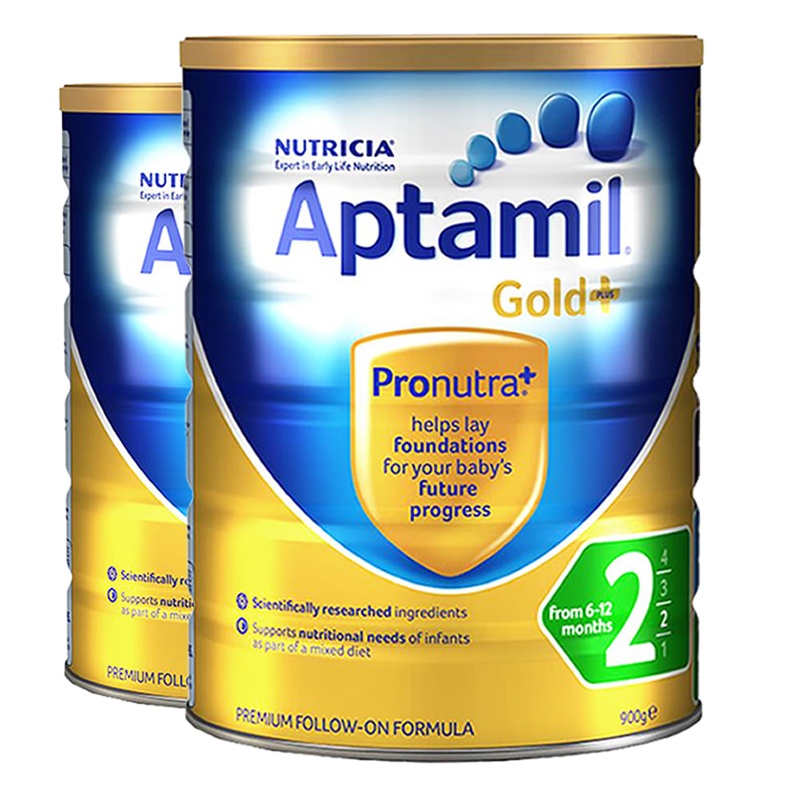 原装进口澳洲爱他美(Aptamil)金装配方婴幼儿牛奶奶粉2段(6-12个月)900g