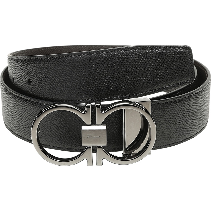 Salvatore Ferragamo 菲拉格慕 男士牛皮板扣式双面皮带腰带 679661