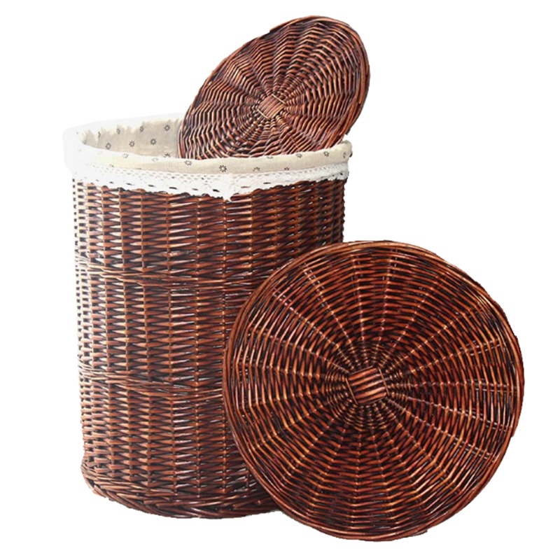 艾可思(X&W) G 藤编脏衣篮 带盖家用放衣服收纳筐