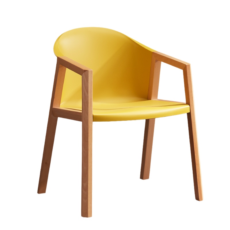 星威原创实木北欧餐椅办公商用洽谈塑料椅家用书桌靠背扶手椅子