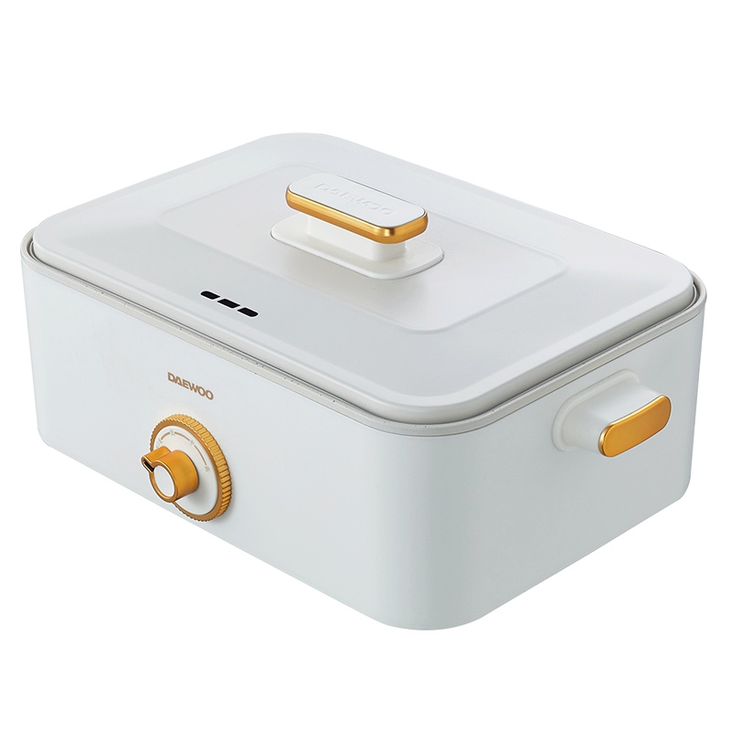 大宇(DAEWOO)电火锅 多功能锅 料理锅 一体式家用锅热炒锅电煮蒸煮锅涮煮泡面锅不粘涂层锅 S13 奶油白