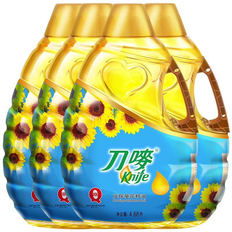 刀唛/knife葵花籽油4.68L*4 一级压榨食用油高亚油酸葵花