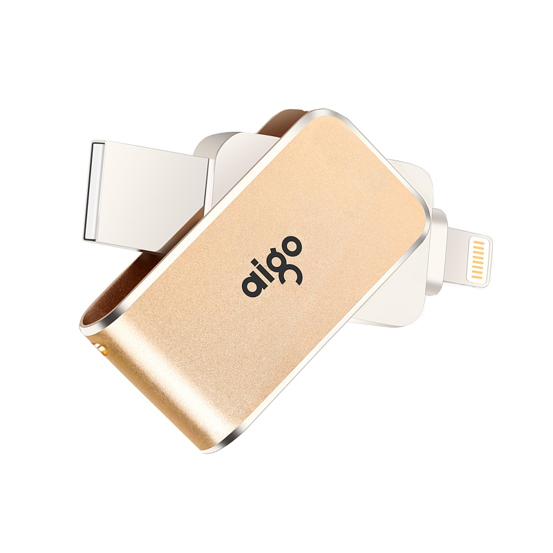 爱国者(aigo)64G苹果手机U盘USB3.0苹果官方MFI认证 iPhone和iPad双接口手机电脑用 金色