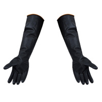 劳保防油防水加长加厚橡胶防滑手套 55CM 黑色（5双起售）