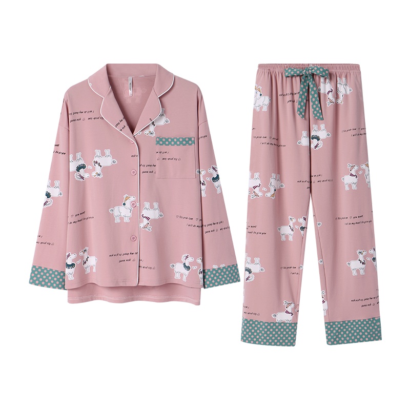 安之伴纯棉情侣睡衣女春秋全棉开衫长袖卡通休闲韩版宽松家居服男