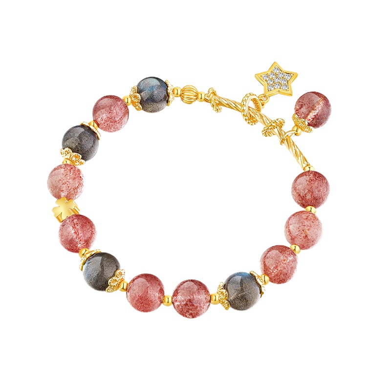 BF璀尚珠宝 原创草莓晶灰月光星星手链手串生日礼物SZ0005