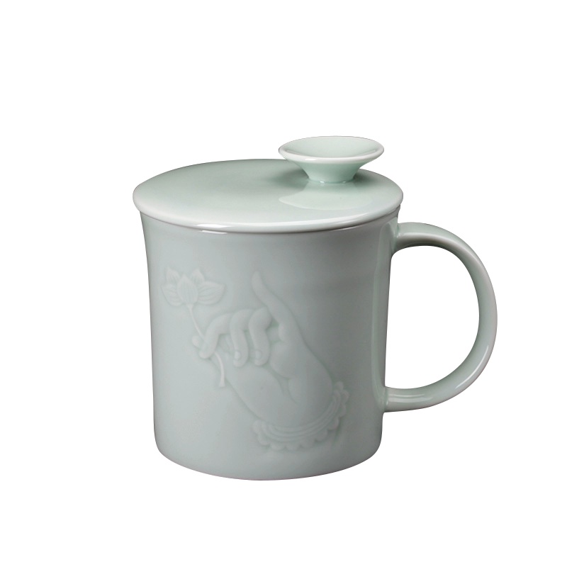 恒福 TEA MiLL 新品茶具 茶杯色釉陶瓷马克杯茶杯 佛心莲自在杯 获奖设计 越窑青瓷 单只时尚装 否