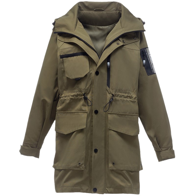 爱号风衣女2021年春秋新款韩版休闲宽松收腰帅气中长款连帽外套潮