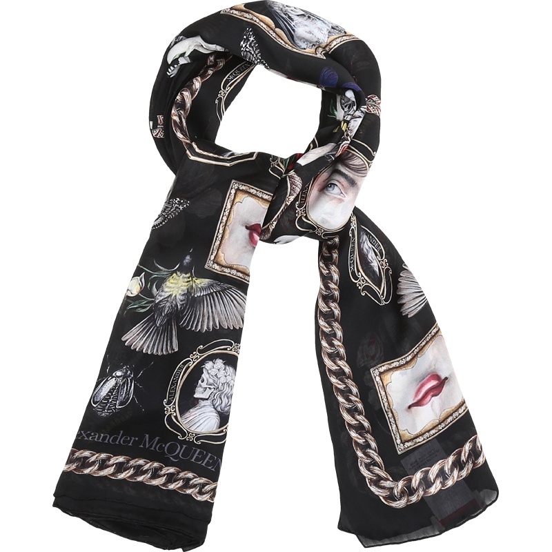Alexander Mcqueen 亚历山大·麦昆 女士桑蚕丝围巾方巾 568693 3011Q