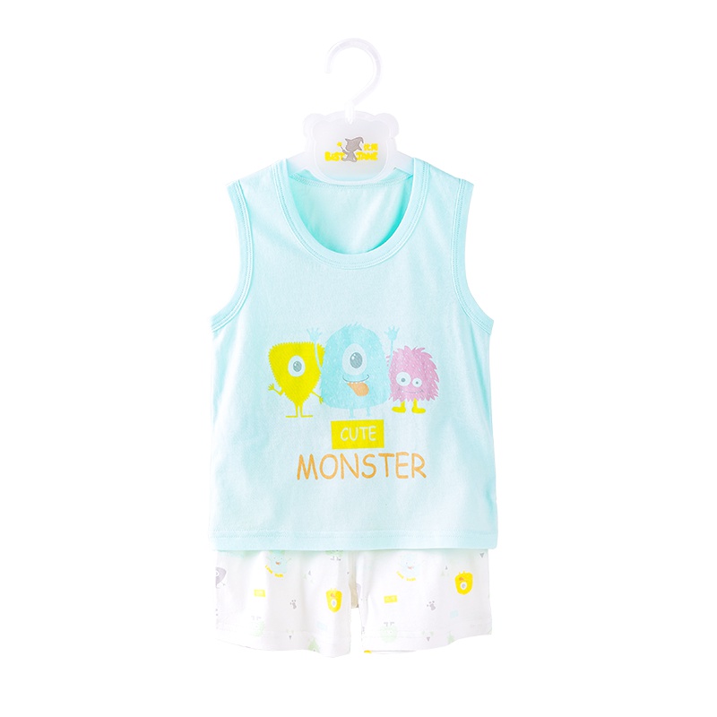 优简(BEST JANE) 优简 宝宝夏装背心套装无袖小孩衣服男女宝宝家居服两用档