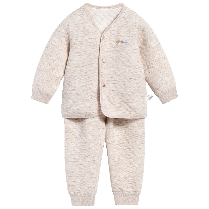 童泰TONGTAI婴儿纯棉保暖内衣套装3-24个月宝宝秋冬季对开上衣裤子两件套婴幼儿通用90cm