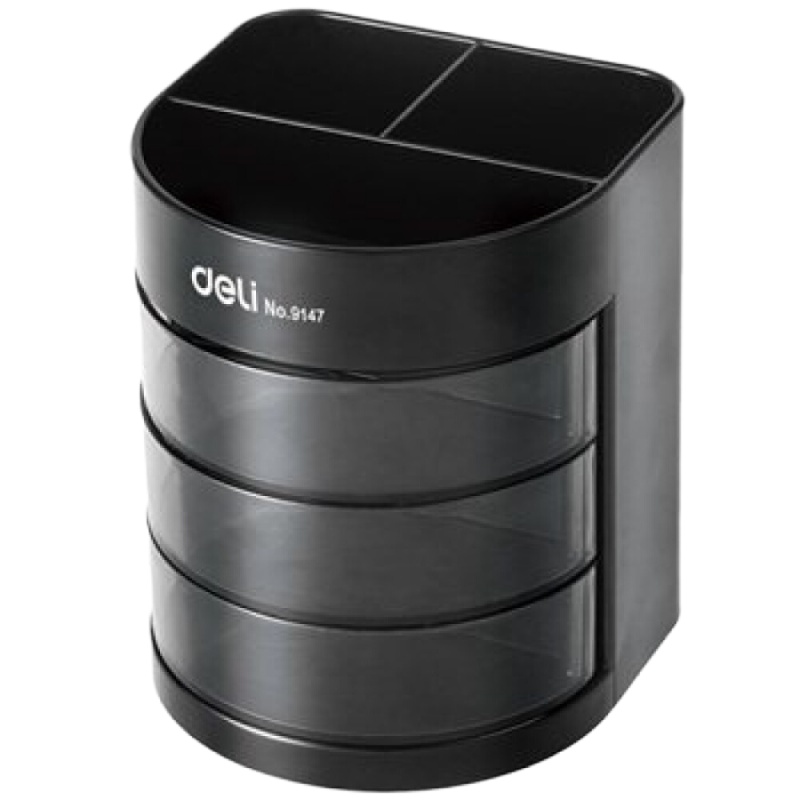 得力(deli) 三层多功能办公笔筒 创意桌面收纳盒 办公用品 颜色随机9147