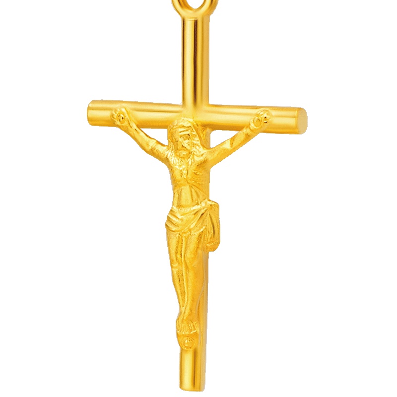 礼品周大福珠宝首饰十字架足金黄金吊坠计价F3781