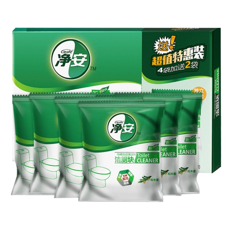 净安(Cleafe) 马桶自动清洁剂(蓝泡泡)松木香 50g*6 洁厕宝 洁厕净 洁厕香球 洁厕剂
