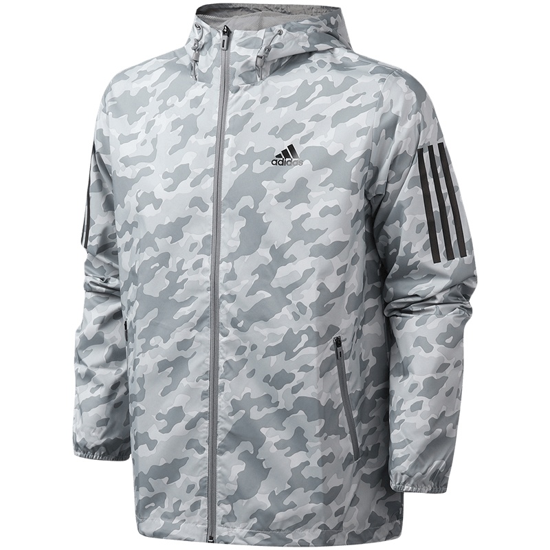 阿迪达斯男服外套夹克连帽迷彩休闲运动服EH3802