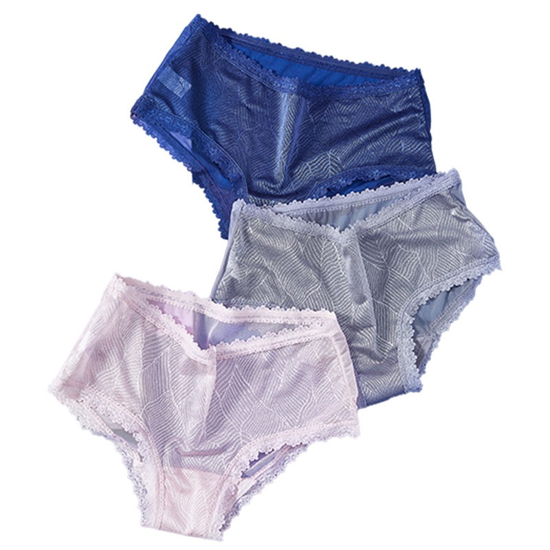 ENK 夏薄蕾丝中腰火辣镂空网纱超薄女士三角裤纯棉裆性感内裤女