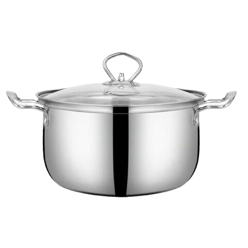 不锈钢奶锅电磁炉两用多功能平底小锅汤锅面条锅 FENGHOU 22cm足尺双耳汤锅(全钢耳)