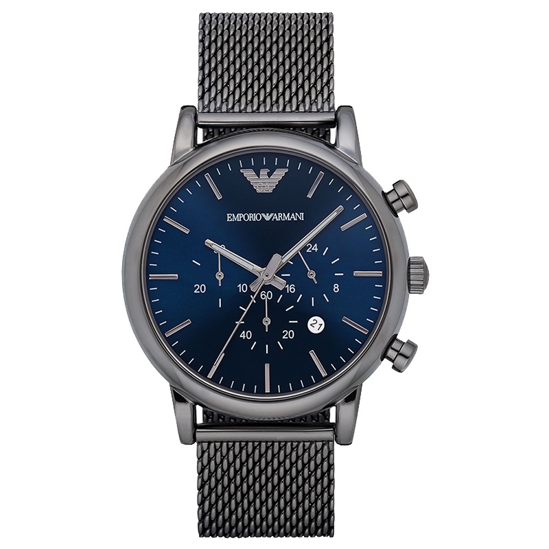 阿玛尼（Emporio Armani) 石英表 男士手表 编织钢带多功能时尚运动 AR1979