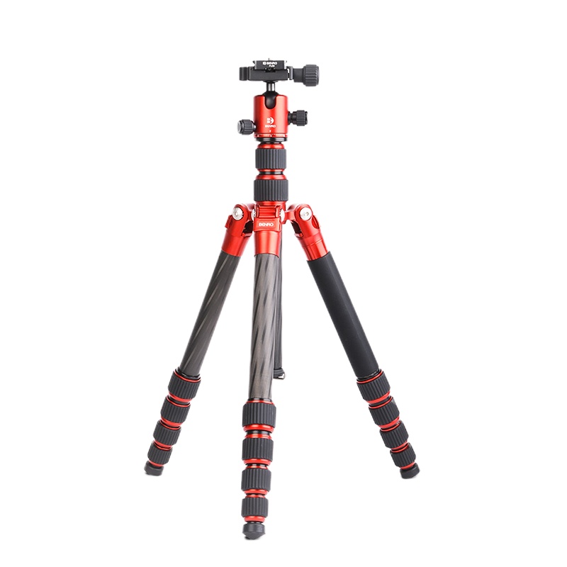 百诺(BENRO) MC19 红色 碳纤维云台三脚架套装相机单反微单支架摄影三角架独脚架