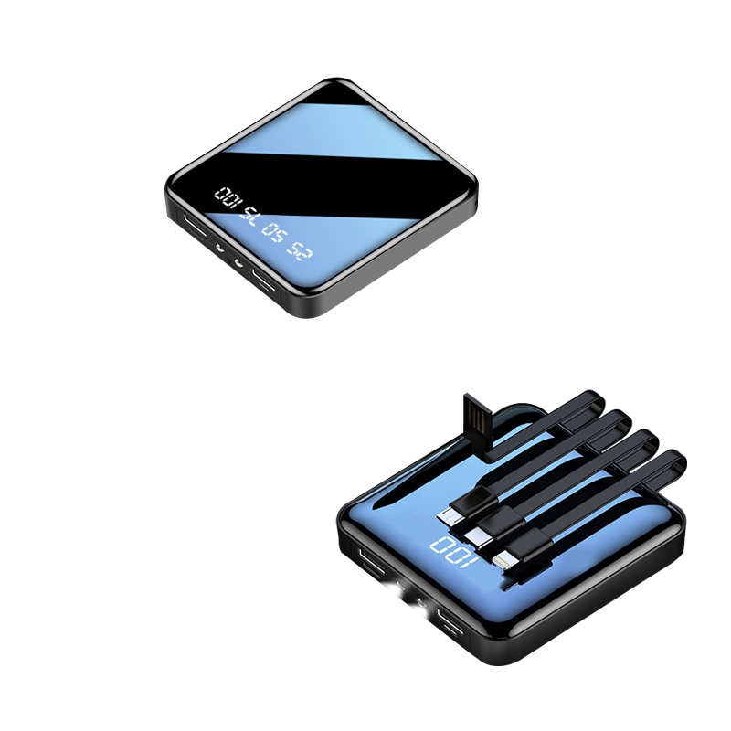 ZNNCO充电宝20000毫安时超薄小巧迷你自带线大容量快充移动电源便携苹果华为小米2万mAh手机 快充版自带四线中国红