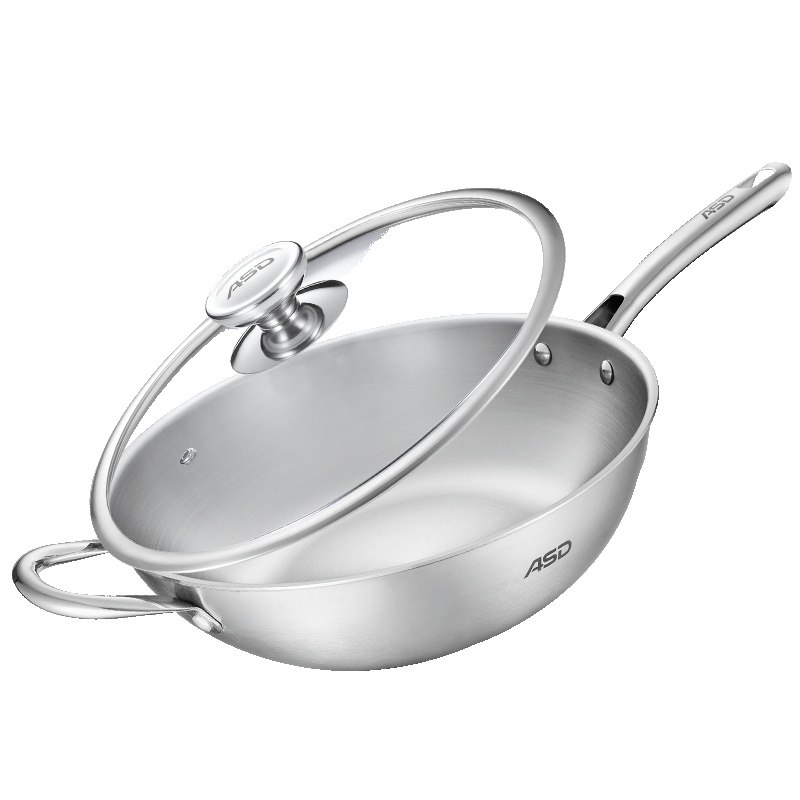 爱仕达（ASD）32cm三层不锈钢 少油烟无涂层 炒锅 电磁炉燃气灶通用TV1332