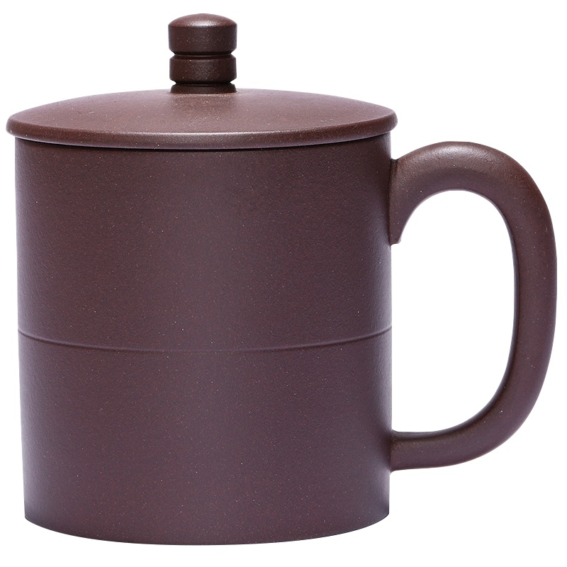 『梅花/光版素雅杯』 宜兴紫砂盖杯茶杯 梅花贴花盖杯原矿紫泥茶具