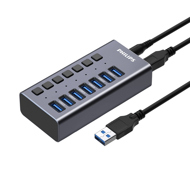 飞利浦usb3.0分线器7口hub带电源集线器U盘键鼠手机充电脑笔记本一拖多用功能SWR1531A-7口1米