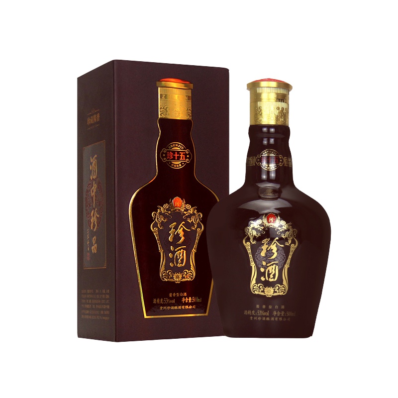 【官方授权】贵州珍酒珍十五 53度酱香型白酒 整箱500ml/瓶装