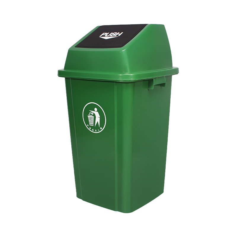 臻远翻盖垃圾桶带盖环保分类垃圾筒商用办公室垃圾箱 绿色加厚100L