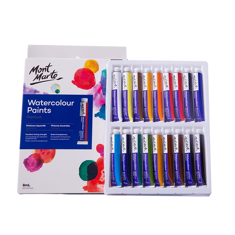 蒙玛特MontMarte 水彩颜料套装 手绘18色艺术家管装颜料8ML
