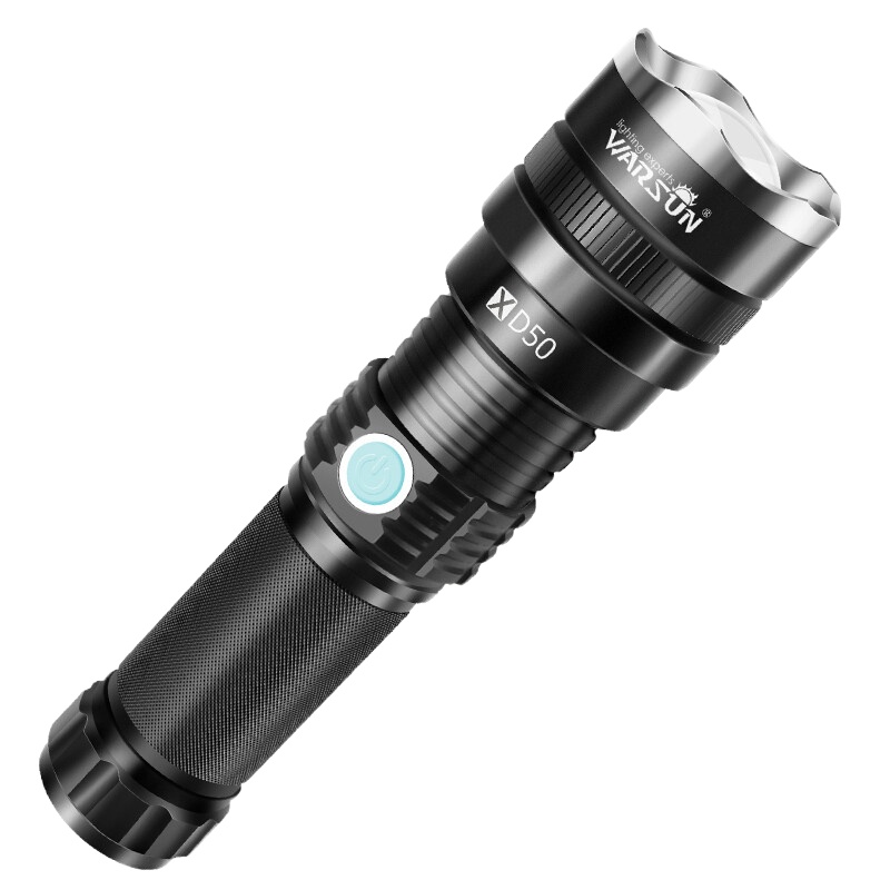 Warsun XD50手电筒多功能变焦强光手电超亮远射led可充电非氙气防水探照灯5000米小