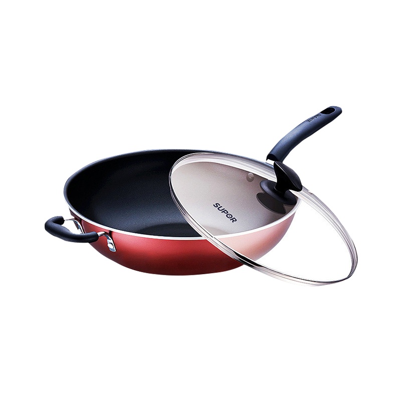 苏泊尔(SUPOR)不粘锅炒锅家用炒菜锅32cm铝合金复合底少油烟燃气灶明火专用 pc32s3