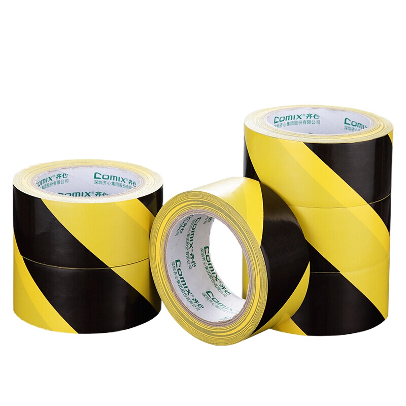 齐心JJ4803-6 黑警示胶带 贴地安全警示带48*30y(27.4米) 6卷/筒 