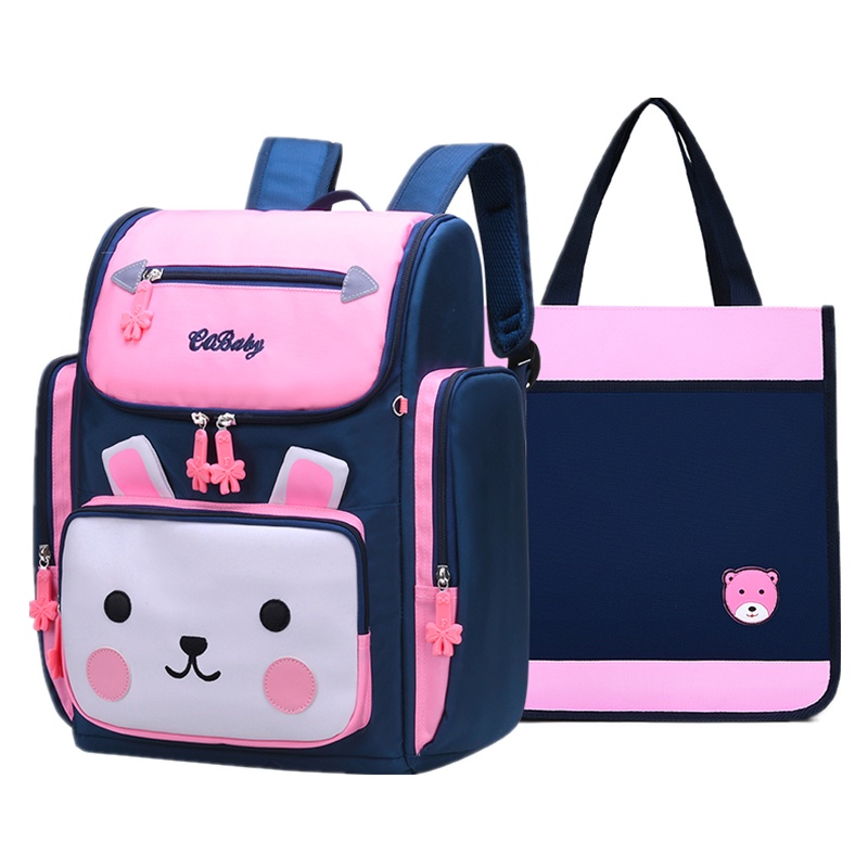 [每满300减40]新款书包小学生1-3-6年级儿童背包可爱女童书包韩版轻便减负小孩漂亮妈妈 小号粉小兔+补习袋