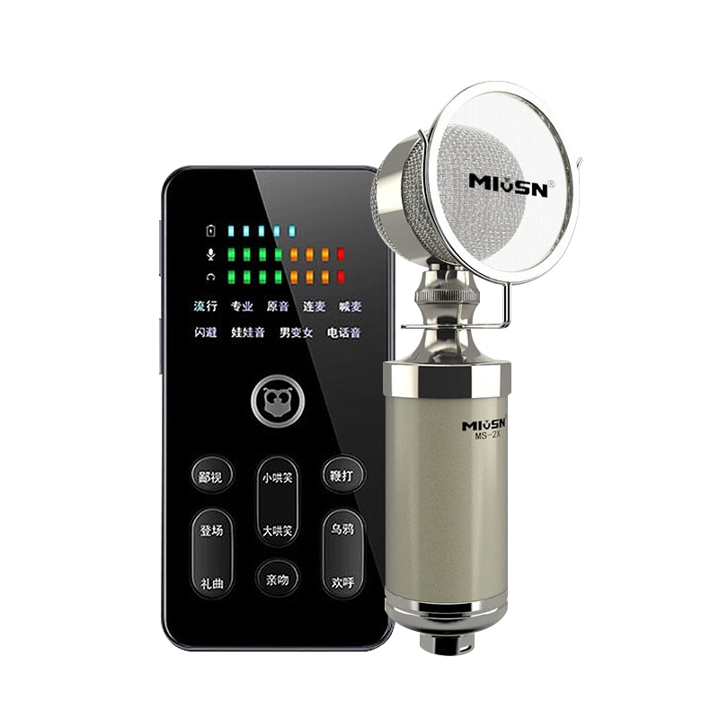 屁颠虫S200pro 蓝牙声卡 手机喊麦通用 手机麦克风全民K歌神器 主播快手抖音直播 黑色MS-2套装无线 3.5接口