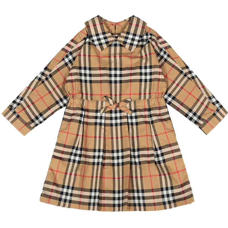BURBERRY 博柏利 女童款棉质Vintage格纹抽绳式连衣裙 80026261