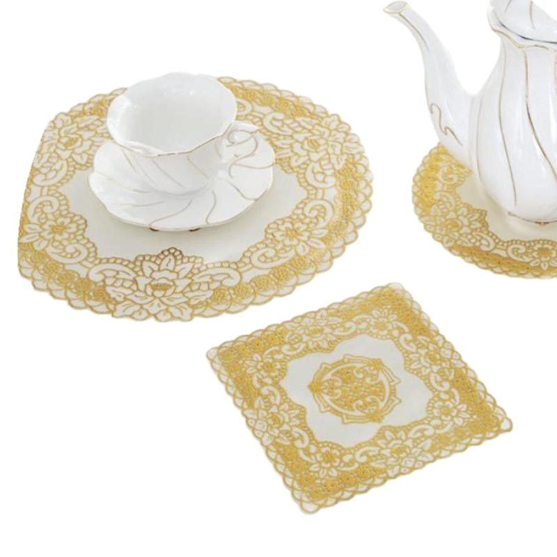 欧式烫金色茶杯垫西餐垫碟子PVC碗垫烟灰缸垫花瓶盆垫茶几桌布垫 直径30cm