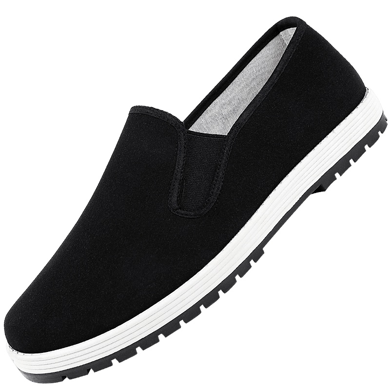 强人3515老布鞋男中老年爸爸男士休闲鞋透气橡胶底软底透气布鞋