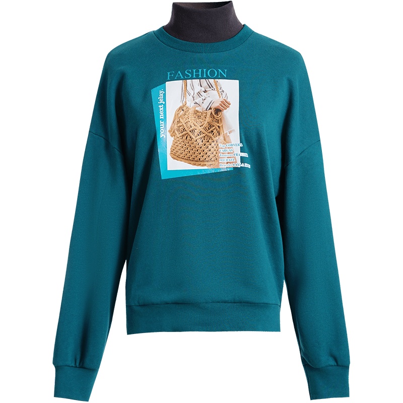 OUNIXUE欧昵雪 | [休闲纯棉上衣]秋冬季潮流双层领口假两件长袖宽松卫衣女