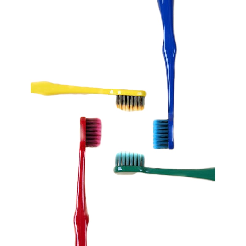 韩国RAOYI成人家用牙缝刷男女2支竹炭两只装情侣超软毛细宽头牙刷 家庭装新款圆桶8支装